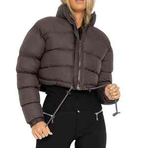 2024 Women's Lightweight Compact Crop <b>Puffer</b> <b>Jacket</b> Customized Design Printed Knitted <b>Puffer</b> Cropped <b>Jacket</b> Wholesale - Product Image 1