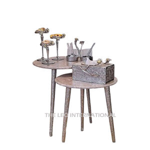 Ensemble de 3 tables d'appoint polies et brillantes Accessoires pour meubles de maison et de restaurant en aluminium et métal Table d'appoint - Product Image 2