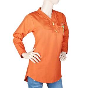 Women's Embroidered Woven <b>Top</b> - <b>Rust</b> - Product Image 2