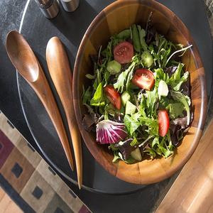 Custom Design <b>Large</b> Wooden <b>Salad</b> <b>Bowl</b> with 2 Mixing Hands Acacia Wood <b>Large</b> <b>Bowl</b> <b>Salad</b> <b>Bowl</b> With Mixture Set Wholesale Price - Product Image 3