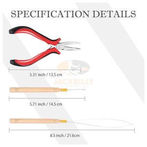 Kit 3pcs pour Micro Link Hair Feather Extensions Pliers Micro Pulling Needle Loop Threader Easy Application - Product Image 3