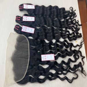 APOHAIR 100% Machine cousue en gros brut corps ondulé vierge Extensions de cheveux humains Double trame faisceaux frontal - Product Image 4