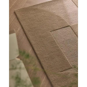 Tapis en laine beige touffeté à la main tapis géométrique haut bas tapis moderne fait main prix de gros - Product Image 3