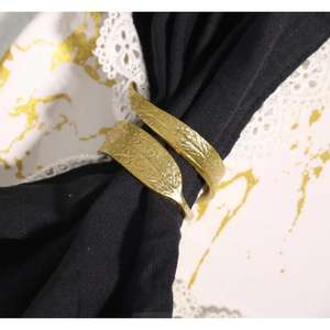 Rond de serviette feuille d'or artisanat vaisselle décorative porte-serviettes réutilisable styles uniques anneaux de tissu pour occasions - Product Image 4