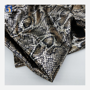 YX787 Venta al por mayor Popular tejido 95% poliéster 5% Spandex cuatro vías estiramiento serpiente leopardo estampado hoja de oro tela de impresión - Product Image 5
