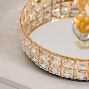 Bandeja de tocador moderna de metal con espejo de cristal y ribete dorado para bodas, exhibición de perfumes, organizador de joyas, decoración glamurosa para el hogar - Product Image 6