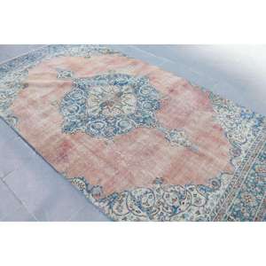 Alfombra turca vintage grande de 5.2x10.1 pies (157x307 cm), alfombra azul con lunares - Product Image 2