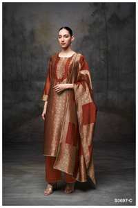 Salwar Kameez pour femmes en viscose pure de qualité supérieure, tissée en soie avec travail manuel, marque Ganga, toutes saisons, vêtements de fête, prix de gros - Product Image 2