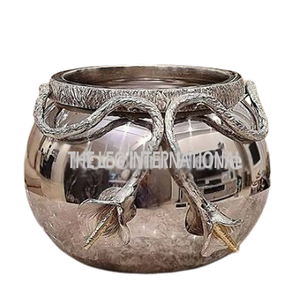 Tazón decorativo de metal de acero inoxidable de aluminio con textura martillada pulida brillante Tazón de moda elegante Premium - Product Image 3