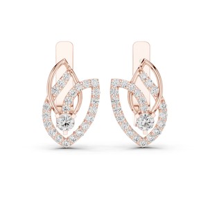 Round Moissanite Leaf Petal <b>Stud</b> Earrings 925 <b>Sterling</b> <b>Silver</b> Collet Prong 46-Stone - Product Image 1