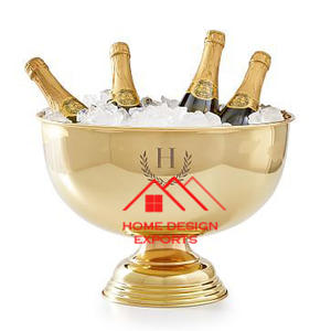 Refroidisseur à vin de style piédestal plaqué or avec supports pour la décoration de fête en boîte de nuit - Product Image 1