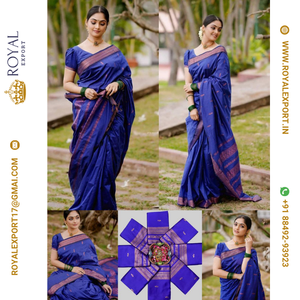 Nueva colección de Sari de seda Lichi suave con diseño de Priesting en Tarifa mayorista de Royal Export Surat - Product Image 4