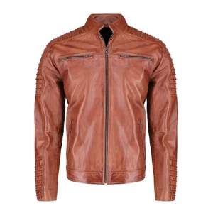 Luxury New Comfortable Lightweight Modern Fit <b>Stand</b> Collar Leather Jacket For Men Fashionable Relaxed Fit Durable Men Jacket - Product Image 3