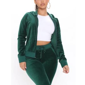 Custom Logo High Quality Women Sweat Suit Zip up Hoodie <b>and</b> Jogger Set <b>Top</b> Plain Fleece Heavyweight <b>Cropped</b> Tracksuit Made in BD - Product Image 2