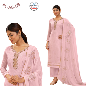 Bellamente elaborado semicosido indio pakistaní poliéster festivo étnico Kurta fiesta-ropa digna para todas las ocasiones - Product Image 5