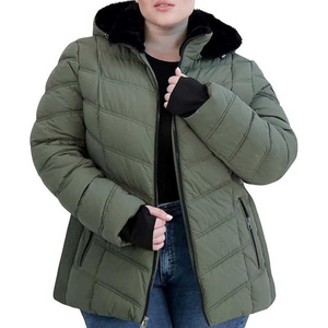 Veste matelassée à capuche pour femme, tricotée et respirante, manteau matelassé léger et chaud, vêtements d'extérieur à la mode par temps froid - Product Image 1