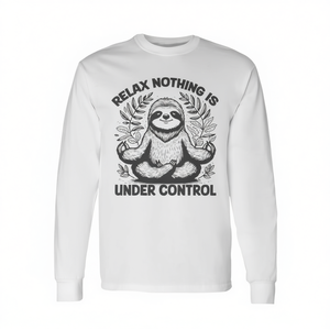 Camiseta de Manga Larga con Estampado de Perezoso Practicando Yoga, Relájese y Descontraiga con Esta Encantadora Camiseta Promocional - Product Image 2