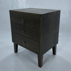 Modern Design Crocodile Skin Faux <b>Foldable</b> Extendable Convertible Bedside <b>Table</b> 3 Drawers Apartment Living Room Bedroom - Product Image 6