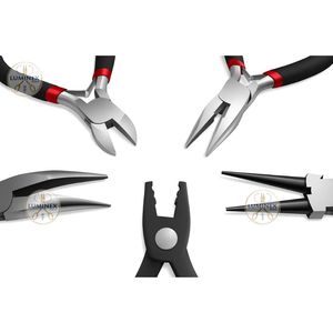 5 piezas de joyería de acero inoxidable de alta calidad, Mini Juego de Herramientas de alicates para cadena redonda DIY, cortador de nariz doblada, crimpadora - Product Image 3