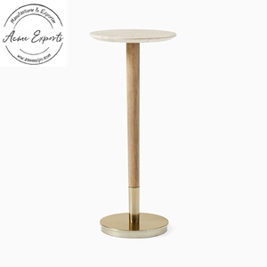 Base de latón y madera para Bar y sala de estar, encimera de mármol rosa de lujo, hecha a mano, moderna - Product Image 1