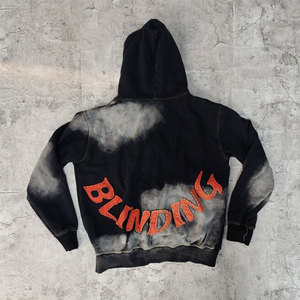 Conjunto Deportivo de Dos Piezas de Felpa Gruesa 100% Algodón con Estampado Desteñido al Sol, Estilo Urbano de Invierno, Lavado Ácido, Desgastado - Product Image 2