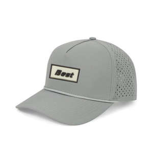 Laser Cut <b>Waterproof</b> 5 Panel <b>Golf</b> Structured Trucker <b>Hat</b> Custom Rubber Patch Logo Breathable Perforated with Rope for Sports - Product Image 3