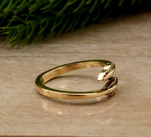 Anillo de hoja de latón ajustable, joyería de moda Bohemia hecha a mano para mujer, banda abierta inspirada en la naturaleza, anillo minimalista al por mayor - Product Image 2