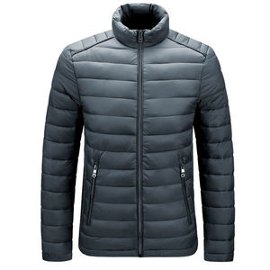 Chaqueta Acolchada Slim Fit para Hombre, Cuello Alto, Cierre de Cremallera, Resistente al Viento, Informal, para Otoño, Color Sólido, Relleno de Poliéster - Product Image 5