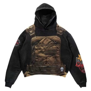 เสื้อฮู้ดพิมพ์ลายฟองสไตล์สตรีทแวร์สำหรับทุกเพศ500gsm มีฮู้ดกรดฮาโลวีนที่มีคุณภาพสูงปรับแต่งได้ตามต้องการขนาดพลัสไซส์ - Product Image 2