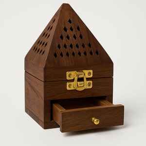 Plateau minimaliste en bois pour bâtonnets d'encens, brûleur en bois naturel avec récupérateur de cendres pour la décoration de la salle de méditation à bas prix - Product Image 3