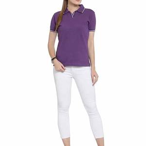 Jersey de algodón de alta calidad, camiseta de manga corta para mujer, camiseta Polo, estampado informal a la moda, decoración de logotipo personalizado, calidad para mujer - Product Image 2