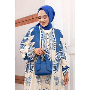 Robe Hijab en Viscose à Motifs Melike Indigo - Product Image 5
