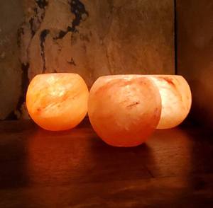 Support de bougie sphérique en sel rose de l'Himalaya, fait main, moderne, résistant au feu, idéal pour le revêtement mural de cuisine et l'utilisation en villa - Product Image 3