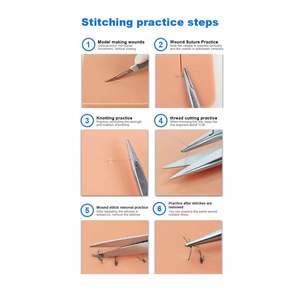 แผ่นเย็บที่มีคุณภาพสูง-การเย็บแผลสำหรับนักเรียนทางการแพทย์ด้วยแผ่นซิลิกอนที่ทนทาน3ชั้นสำหรับการฝึกซ้อมที่มีบาดแผลก่อนตัด - Product Image 4