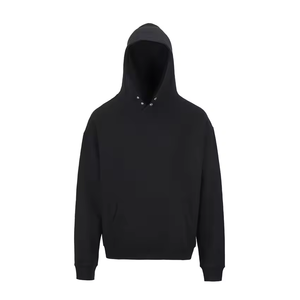 Sweat à capuche uni d'hiver avec fermeture éclair, 340 g/m², épaules tombantes, épais, unisexe, polyester/coton, style urbain vintage, coupe classique, respirant - Product Image 1