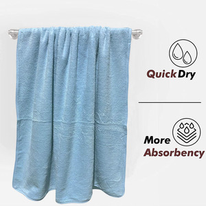 Drap de bain en coton teinté éponge 2 cam avec broderie personnalisée 500 GSM couleur bleu moyen 80X200 drap de bain durable en coton avec marque privée - Product Image 6