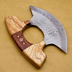 Cuchillo Ulu de Acero de Damasco con Mango Ergonómico y Hoja Curva Multiusos para Cocina Casera, Uso Comercial y Cocina al Aire Libre - Product Image 2