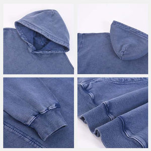 Sweat-shirt pull-over 100% Coton personnalisé, épais, doublé imperméable, thermique, déchiré, court, vieilli, délavé soleil, basique, délavé à l'acide - Product Image 3