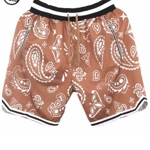 กางเกงขาสั้นเล่นบาสเก็ตบอลของผู้ชายกางเกงขาสั้นกันเหงื่อแบบลำลองพิมพ์ซับลิเมชันแบบอเมริกัน100% ผ้าโพลีเอสเตอร์ตาข่ายผ้ายืดหยุ่นได้สำหรับ2024ใหม่ - Product Image 5