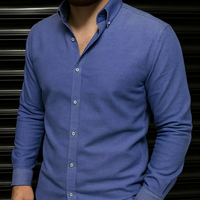 Camisa clásica de manga larga informal con botones para hombre, tela Batik de otoño sólida transpirable de talla grande, suministro OEM