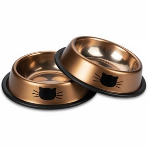 Comedero y Bebedero Vintage de Acero Inoxidable para Mascotas con Elegante Inserto Floral Geométrico en Color Crema Beige, Fácil de Limpiar - Product Image 4