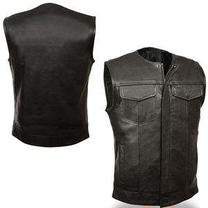 Gilet en cuir pour homme, coupe ajustée, tendance 2025, doublure en toile, respirant, style motard, style streetwear, gilet de moto d'hiver - Product Image 5