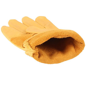 Gants de conducteur en cuir de vache doré Gants de travail à dos élastique froncé - Product Image 5