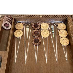 Topkapi fait à la main en nacre incrusté sculpté brodé ensemble de backgammon en bois avec numérateur - Product Image 5