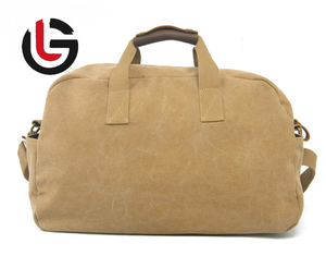 Sac de voyage en toile cirée beige de haute qualité, pliable, résistant à l'eau, garnitures en cuir véritable, fermeture éclair - Product Image 2