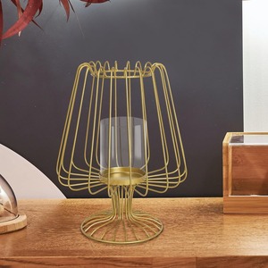 Vintage Metal Brass <b>Candle</b> Holders With Glass Lanterns and <b>Candle</b> Stand Set for Wedding <b>Dinner</b> Table Decor - Product Image 4