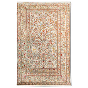 Tapis en soie noué à la main Gulmarg Gold, grand format rectangulaire, motif floral classique traditionnel chinois pour la maison, le couloir - Pae-6435 - Product Image 1