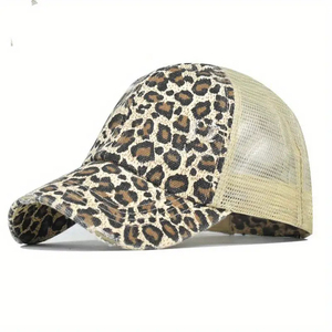 Impreso Plaid Trucker Mesh Pony Caps Cheeth Cactus Logo Gorras de béisbol High Dessy Buns Ponytail Caps - Product Image 5