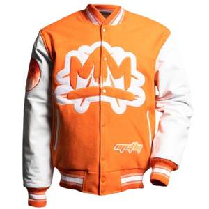 Veste universitaire pour homme, mélange de laine, corps avec manches en simili cuir, fermeture à boutons pression, poignets côtelés, streetwear classique - Product Image 1