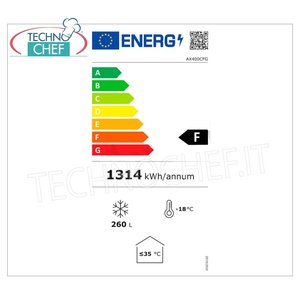 Equipo de Refrigeración para Cocina Comercial Horizontal de 400 Litros Congelador Horizontal con Puertas de Vidrio, Temperatura 0+8C / -18C, Clase F - Product Image 4